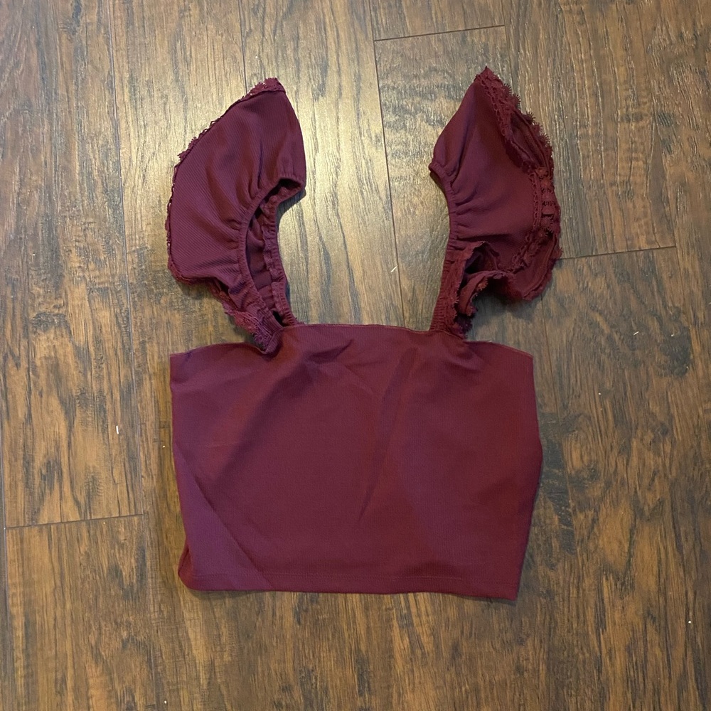 maroon shein crop tank top